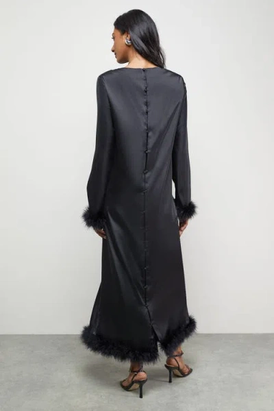 Warehouse Feather High Neck Swing Midi Dress In Blue