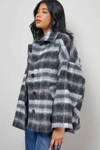 Warehouse Check Oversized Short Car Coat In Gray