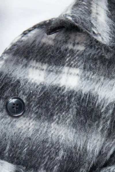 Warehouse Check Oversized Short Car Coat In Gray