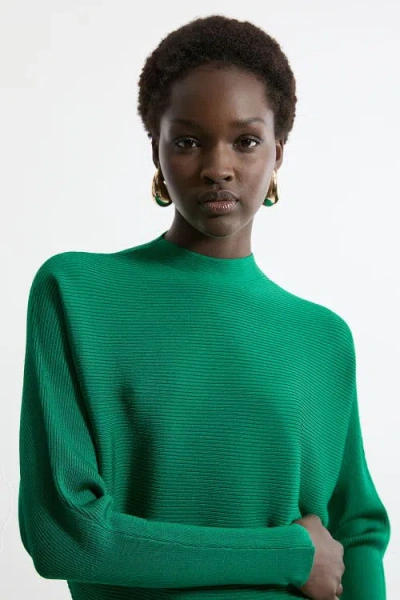 Karen Millen Drape Knit Bat Wing Pencil Midi Dress In Green