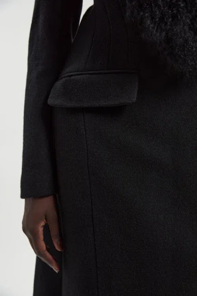 Karen Millen Wool Detachable Collar Midi Coat In Black