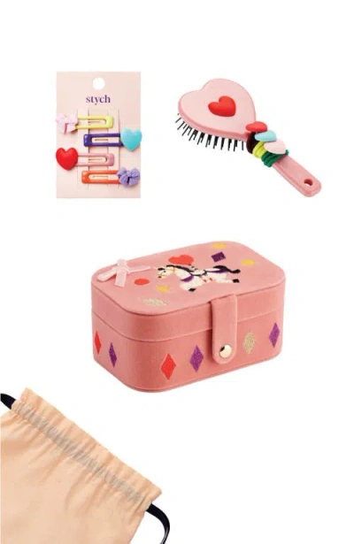 Stych Unicorn Jewelry Box And Hair Gift Set In Pink