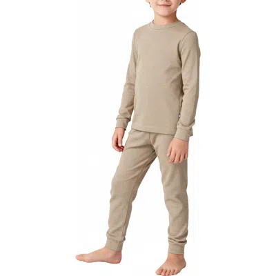City Threads Boys Soft & Cozy Thermal Long Johns 2-piece Set In Neutral