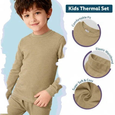 City Threads Boys Soft & Cozy Thermal Long Johns 2-piece Set In Neutral