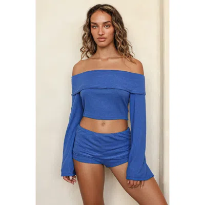 Dippin Daisys Fold-over Mini Shorts In Blue