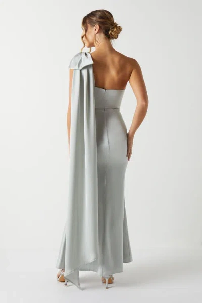 Coast Bow One Shoulder Satin Dress In Gray