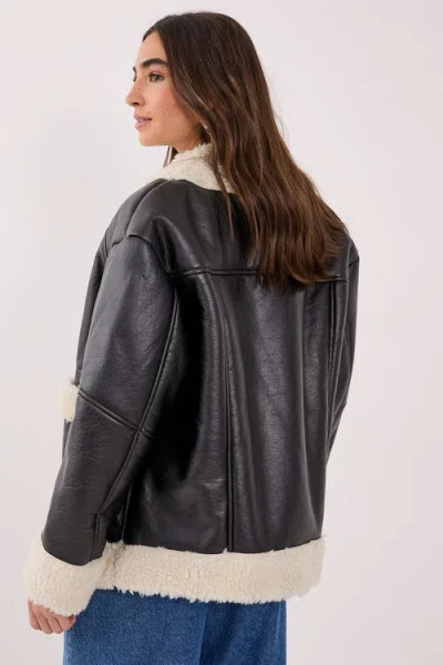 Nasty Gal Borg Bonded 80s Aviator Jacket In Black