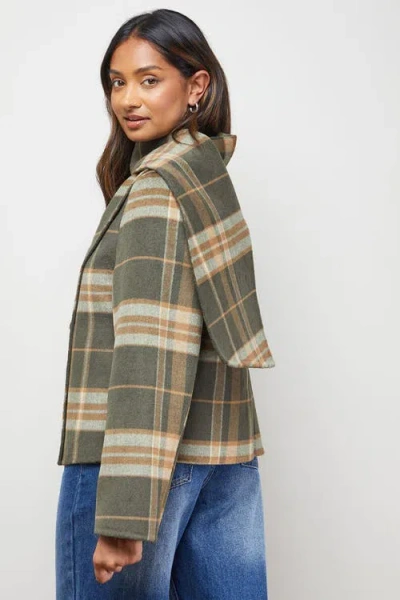 Oasis Check Scarf Longline Jacket Coat In Multi