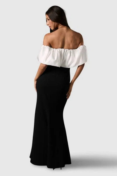 Coast Bardot Rose Detail Maxi Dress In Black