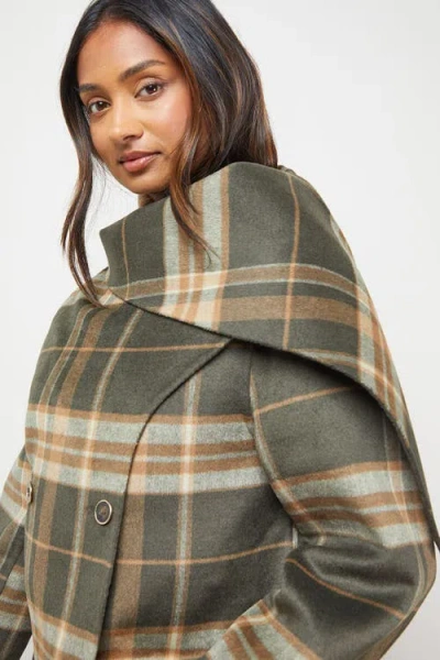 Oasis Check Scarf Longline Jacket Coat In Multi