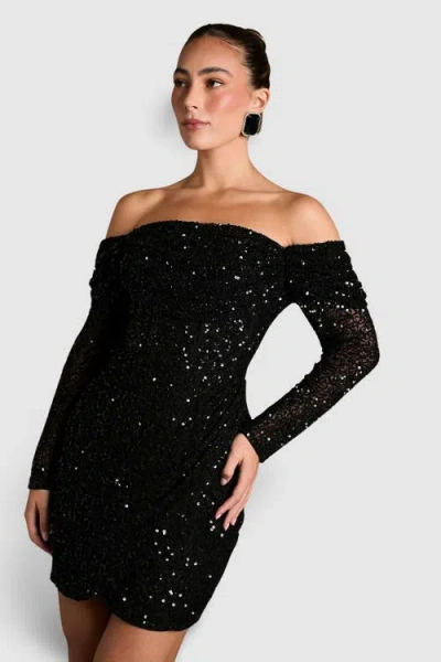 Coast Bardot Long Sleeve Wrap Skirt Mini Dress In Black