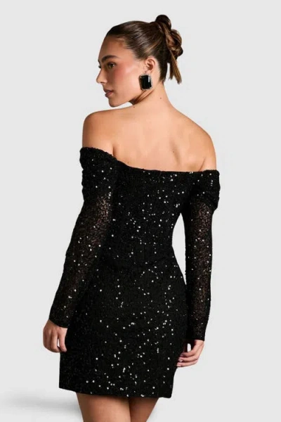 Coast Bardot Long Sleeve Wrap Skirt Mini Dress In Black