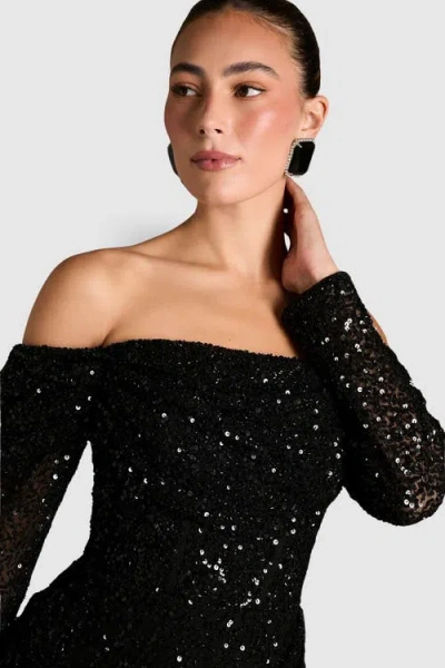 Coast Bardot Long Sleeve Wrap Skirt Mini Dress In Black