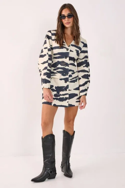 Nasty Gal Cocoon Sleeve Tailored Mini Dress In Multi