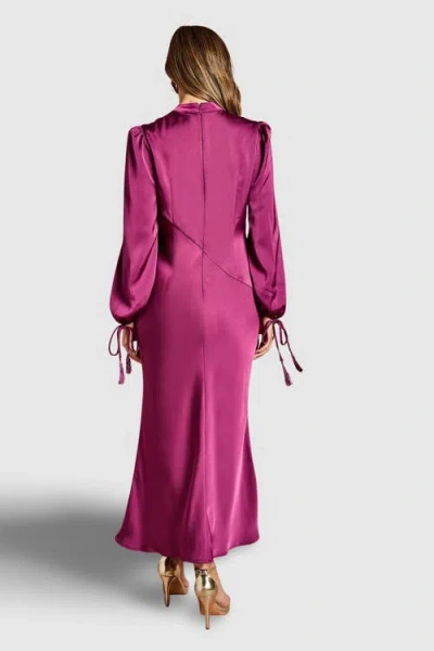 Coast Blouson Sleeve Satin Midi Dress In Purple
