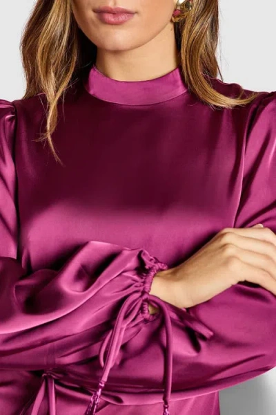 Coast Blouson Sleeve Satin Midi Dress In Purple