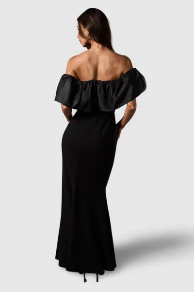 Coast Bardot Rose Detail Maxi Dress In Black