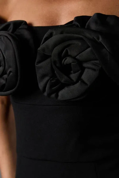 Coast Bardot Rose Detail Maxi Dress In Black