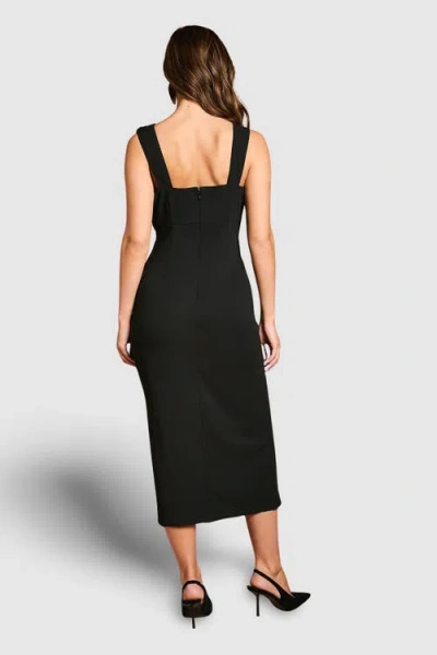 Coast Strappy Mix Fabric Pencil Midi Dress In Black