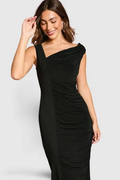 Coast Strappy Mix Fabric Pencil Midi Dress In Black