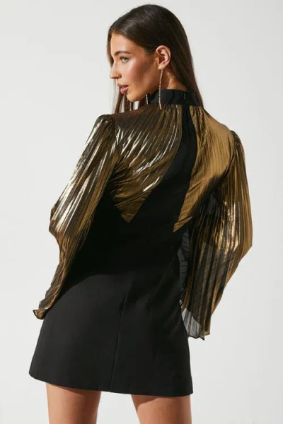 Coast Party Metallic Long Sleeve Mini Dress In Black