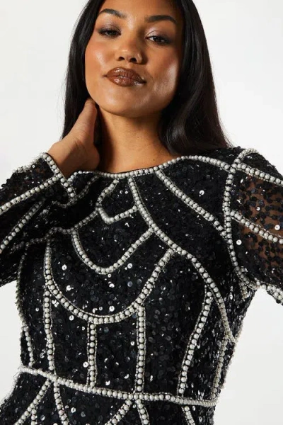 Coast Long Sleeve Sequin Mini Dress In Blue