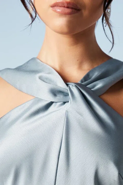 Coast Twisted Halterneck Satin Maxi Dress In Blue