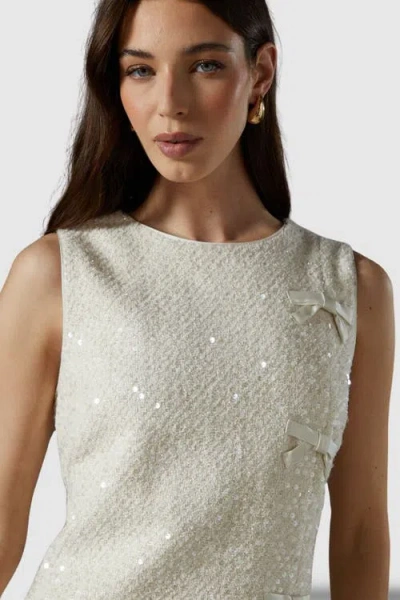 Coast Sequin Boucle Shift Dress In White