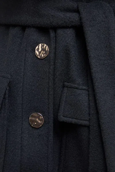 Oasis Faux Fur Collar Belted Coat In Black