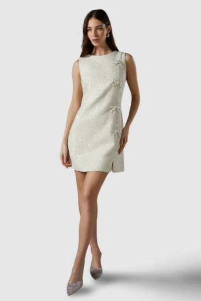 Coast Sequin Boucle Shift Dress In White