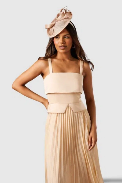 Coast Petite Square Neck Midi Dress In Neutral