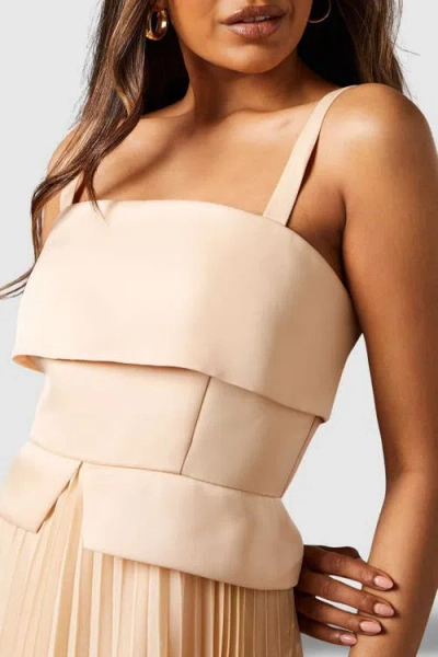 Coast Petite Square Neck Midi Dress In Neutral