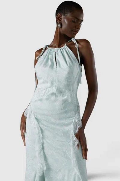 Coast Jacquard Halter Neck Frill Maxi Dress In Green
