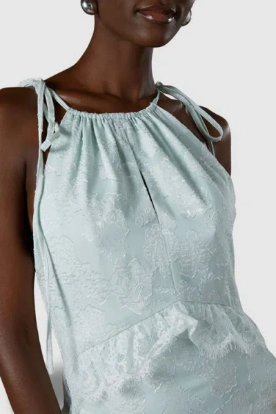 Coast Jacquard Halter Neck Frill Maxi Dress In Green