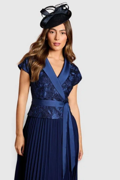 Coast Lace Wrap Top Pleat Tux Midi Dress In Blue
