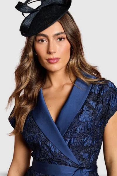 Coast Lace Wrap Top Pleat Tux Midi Dress In Blue