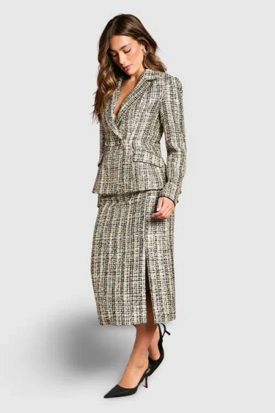 Coast Sequin Tweed Midi Skirt In Multi