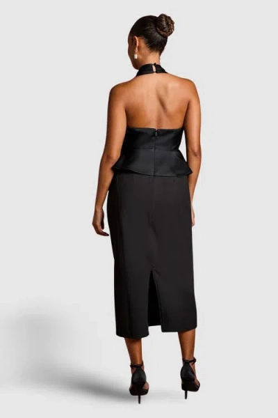Coast Petite Halter Satin Column Midi Dress In Black