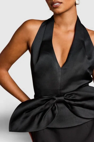 Coast Petite Halter Satin Column Midi Dress In Black