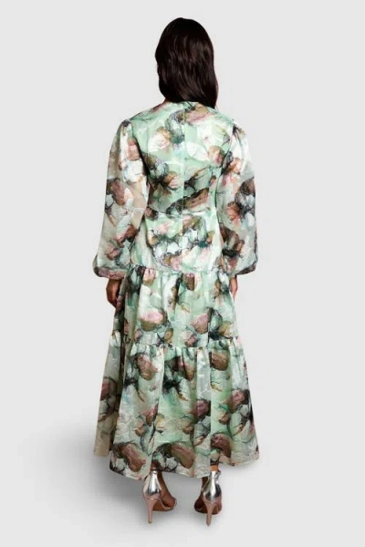 Coast Puff Sleeve Jacquard Midaxi Dress In Multi