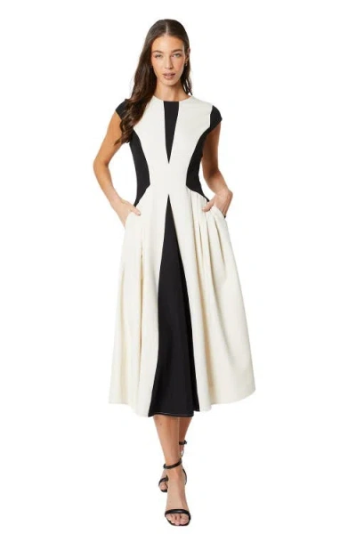 Coast Crepe Color Block Midi Dress In White