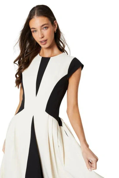 Coast Crepe Color Block Midi Dress In White