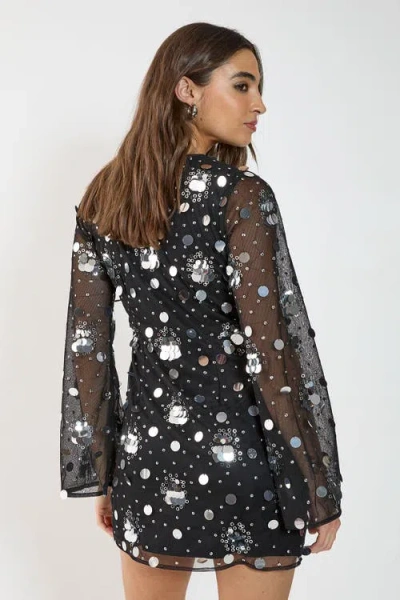 Nasty Gal Lace Up Fluted Sleeve Mini Dress In Black