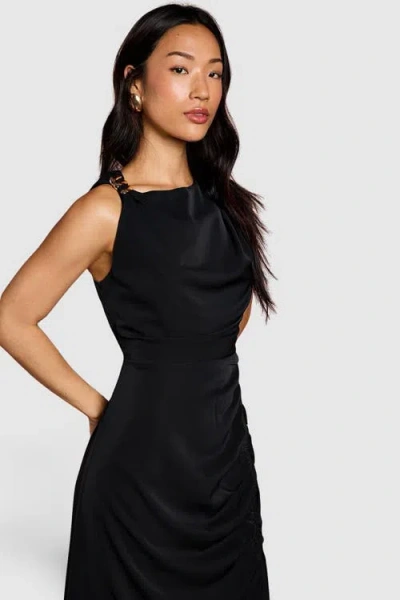 Coast Ruched Side Split Maxi Dress In Black