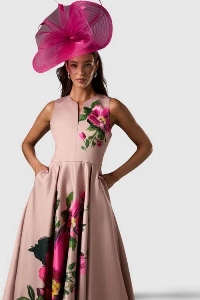 Coast Notch Neck Placement Print Midi Dress In Multi