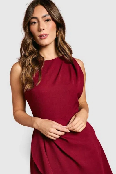 Coast Waterfall Crepe Midi Dress In Red