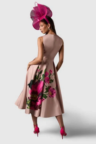 Coast Notch Neck Placement Print Midi Dress In Multi