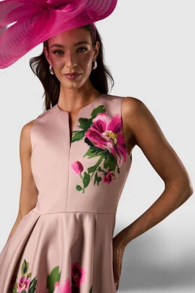 Coast Notch Neck Placement Print Midi Dress In Multi