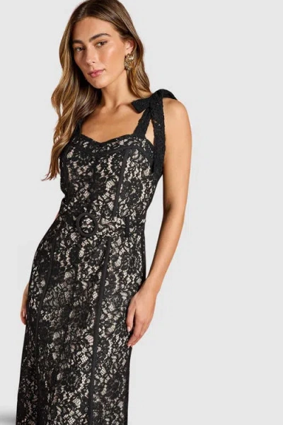 Coast Lace Bow Shoulder Maxi Dress In Black