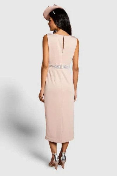 Coast Embellished Waist Ponte Midi Dress In Neutral